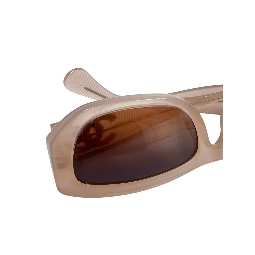 Chanel 5493-A Logo Rectangle Blush Beige Casual Designer Sunglasses - Picture 3 of 11